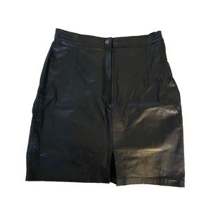 Vintage Black Leather Mini Skirt